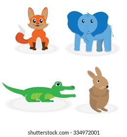 Set of cute animal on a white background