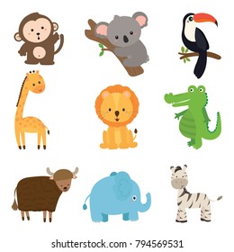 Set Of Cute Animal Wildlife Vector