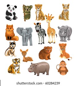 set of cute animals