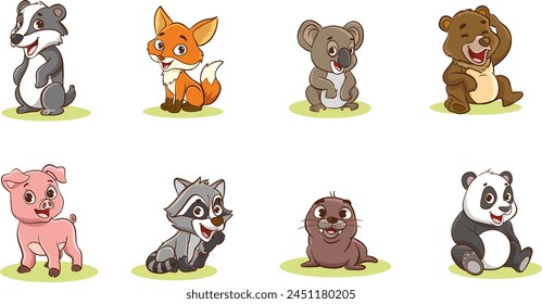 a set of cute animals baby vector illustration