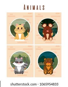 Set of cute animals cards