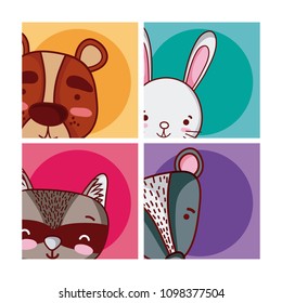 Set of cute animals cartoon