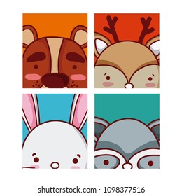 Set of cute animals cartoon