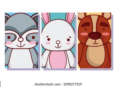 Set of cute animals cartoon