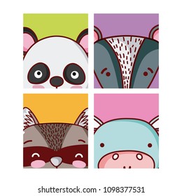 Set of cute animals cartoon