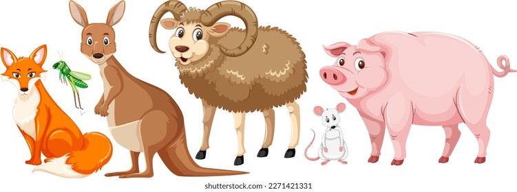 ZeichentabIllustration von süßen Tieren