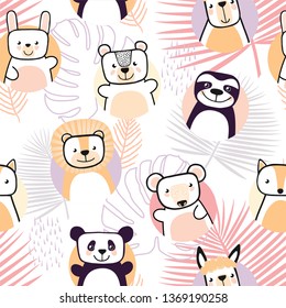Set of cute animals. Cartoon characters. Vector.