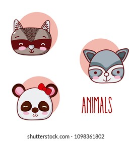 Set of cute animals cartoons