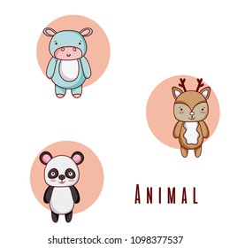 Set of cute animals cartoons