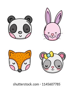 Set of cute animals cartoons