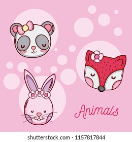 Set of cute animals cartoons