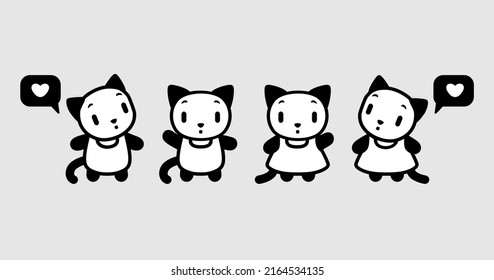 Set Cute animals, Cats Cartoon character, kitten, kitty, sticker set, t-shirt, cards