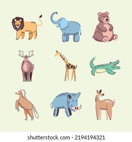 set of cute animals designs