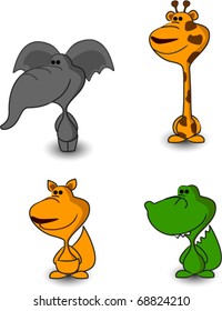 SET cute animals elephant, giraffe, crocodile, kangaroo