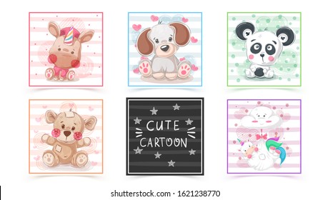 Set cute animals - idea for print t-shirt