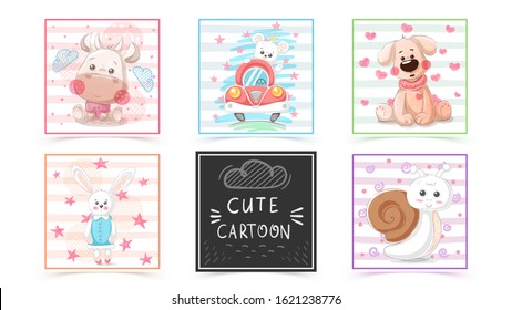 Set cute animals - idea for print t-shirt