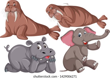 Set of cute animals illustration