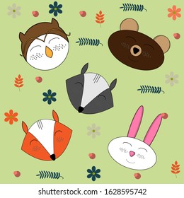 Set of cute animals made in flat style vector 