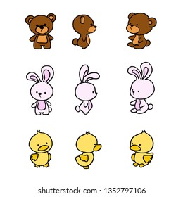 Set of a Cute Animals on white background