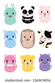 Set of Cute Animals on a white background