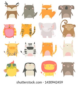 Set Of Cute Animals On White Background