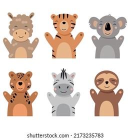 Set of cute animals on a white background. Vector illustration for your design.