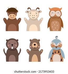 Set of cute animals on a white background. Vector illustration for your design.