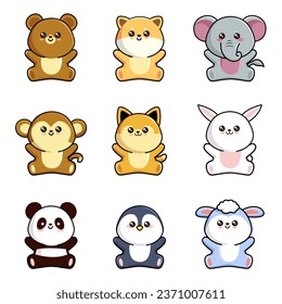 Set of Cute Animals on a white background