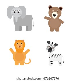 Set of cute animals on a white background, Vector illustration