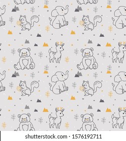 Set of Cute Animals Pattern, Suitable for Fabric Print