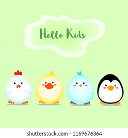 Set of cute animals vector illustration.