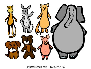 Un conjunto de animales lindos. Ilustración del vector