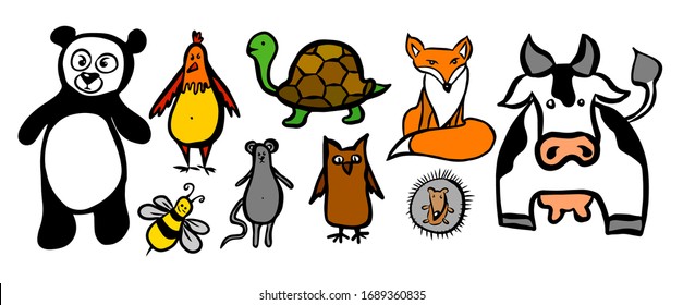 A set of cute animals. Vector illustration