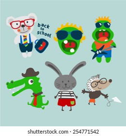 Set of Cute Animals. Vector illustration
