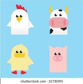 Set of cute animals. Vector illustration.