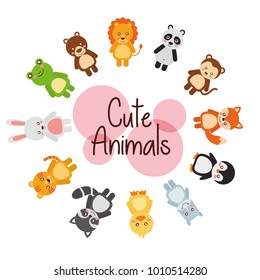 set cute animals wildlife fauna