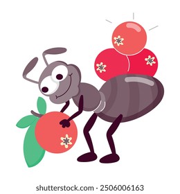 Set of Cute Ant Actvities Cartoon Style Stickers 

