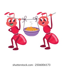 Conjunto de pegatinas de estilo de dibujos animados de actividades de hormigas lindas 

