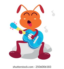 Set of Cute Ant Actvities Cartoon Style Stickers 

