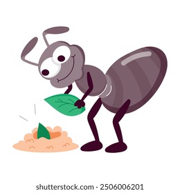 Set of Cute Ant Actvities Cartoon Style Stickers 

