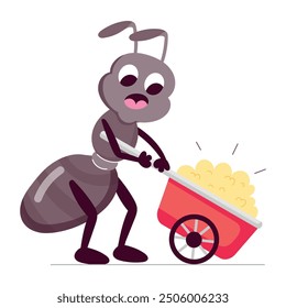 Set of Cute Ant Actvities Cartoon Style Stickers 

