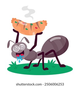 Set of Cute Ant Actvities Cartoon Style Stickers 

