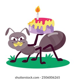 Set of Cute Ant Actvities Cartoon Style Stickers 

