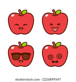 Set of Cute Apple Stickers