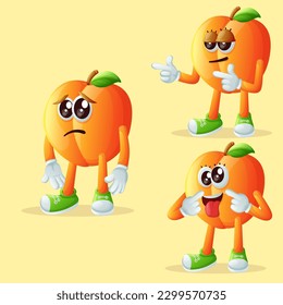 Set of cute apricot characters with different facial expressions. Perfect for kids, merchandise and sticker
