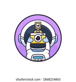 set of cute astronaut photography holding camera