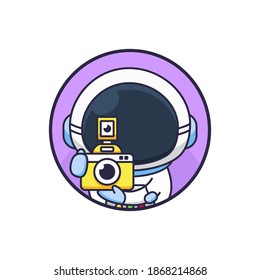 set of cute astronaut photography holding camera