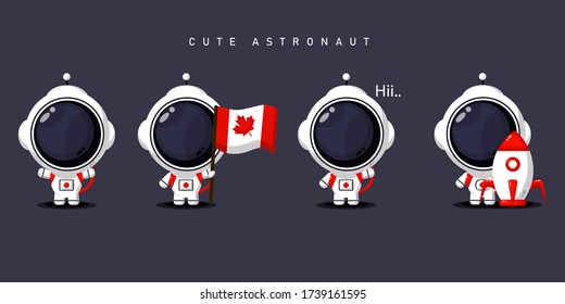 Set of cute astronauts Vector