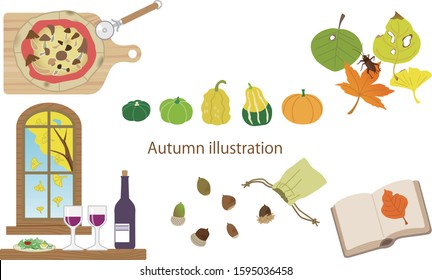 

Set of cute autumn illustrations