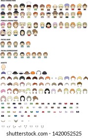 A set of cute avatar people vector